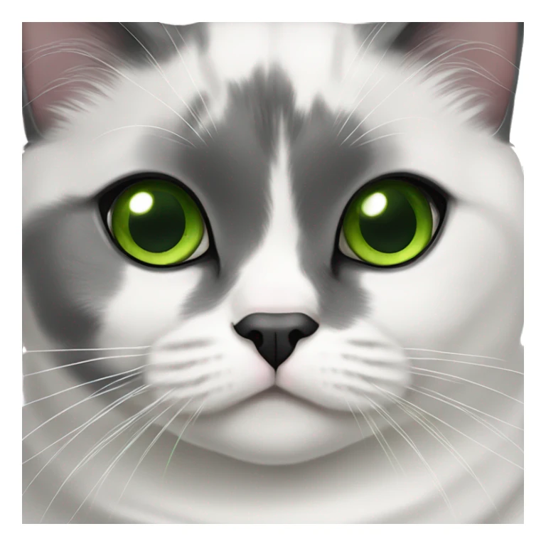 black and white scottish fold cat with green eyes  sticker