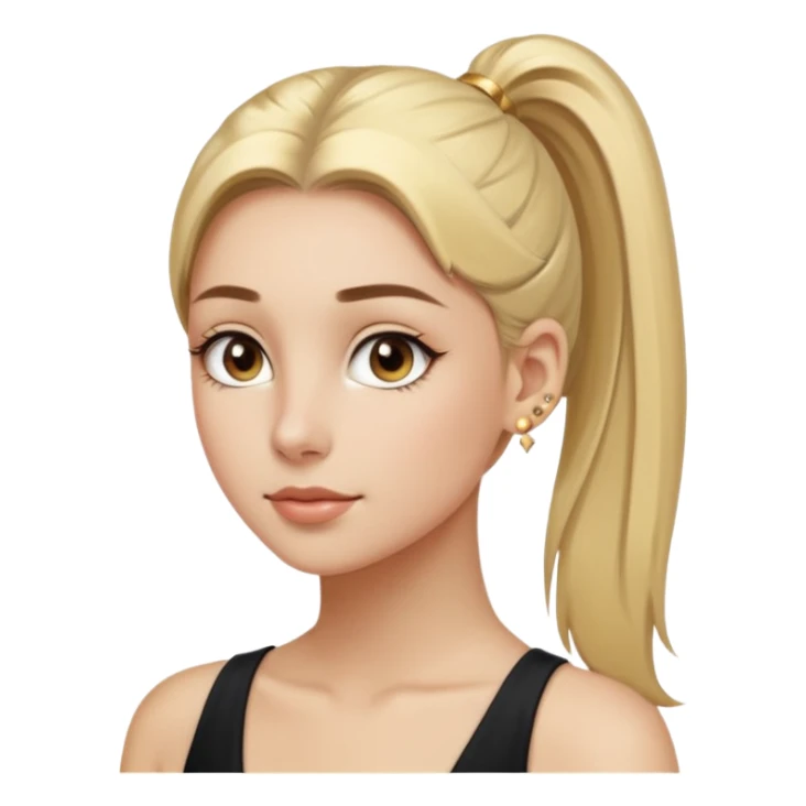 Clean Girl with a sleek ponytail, small gold studs, clear skin, understated elegance sticker
