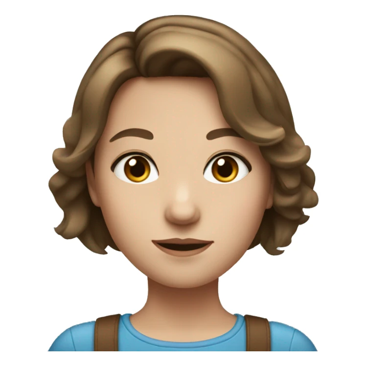 A girl with short dart brown hair and blue eyes sticker