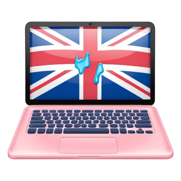 pastel melted laptop on the screen British flag sticker