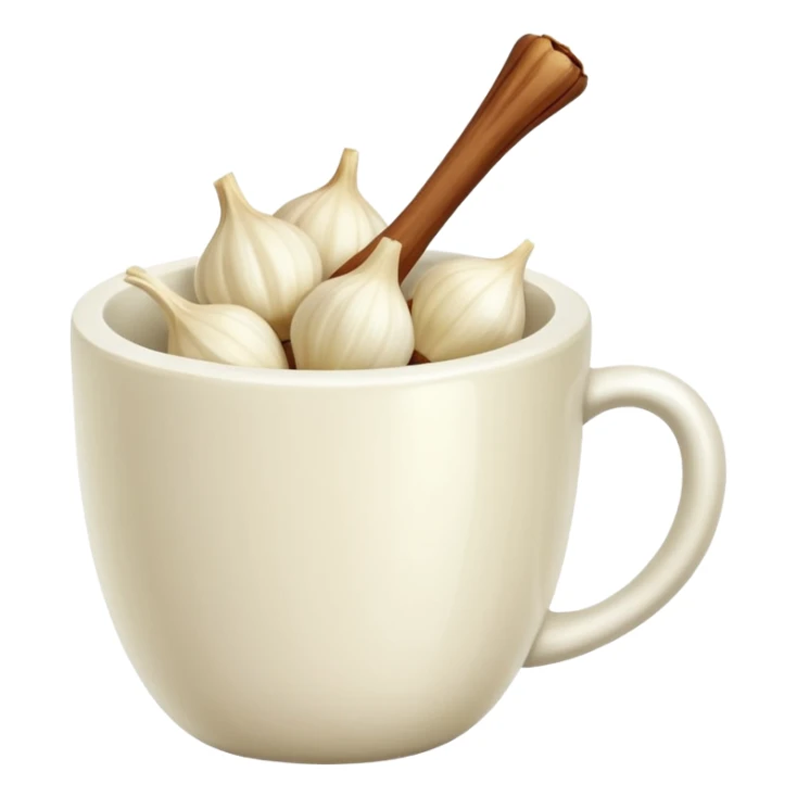 individual peeled garlic clove in a cup sticker