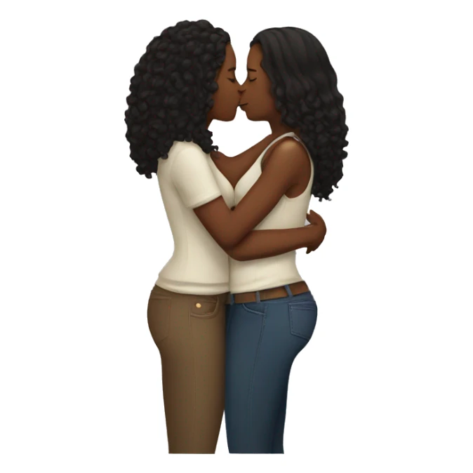 black lesbian couple with long hair kissing sticker