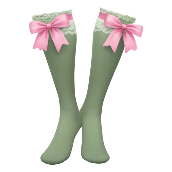 sage green long socks with pink lace and bows sticker
