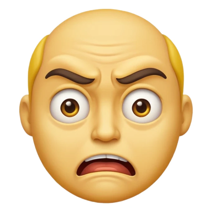 A Classic emoji, yellow character. Extreme disgust/ confusion. One eyebrow raised, one eyebrow lowered in anger. With a deep sneer on the mouth. sticker