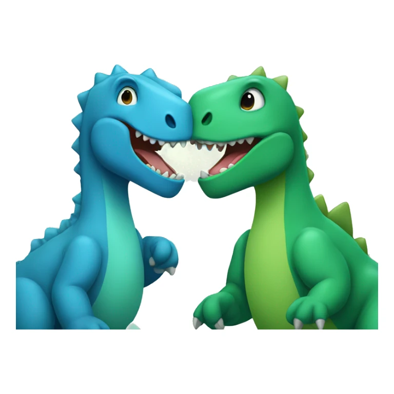 A blue and a green dinosaur being friends  sticker