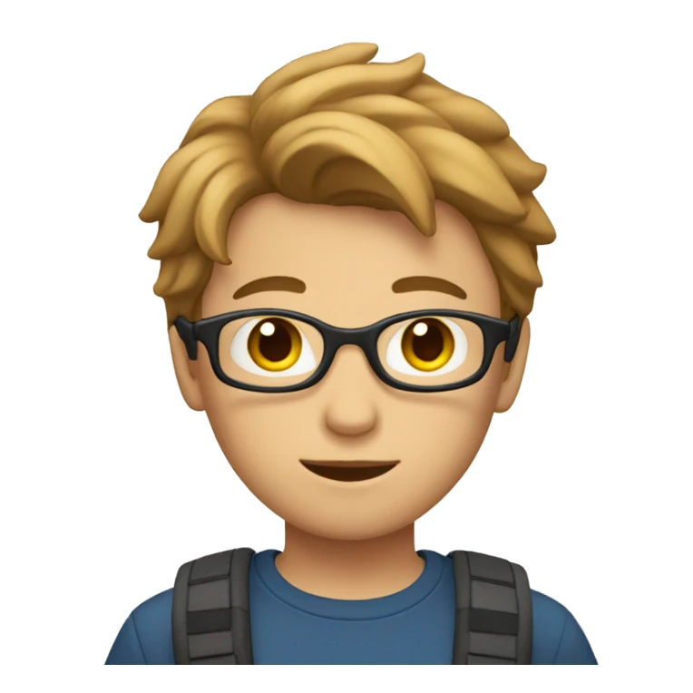 boy with light brown hair and a computer in front of him sticker