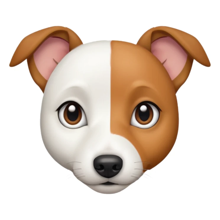 a fully white jack russell the size of a kelpie with a half white face sticker