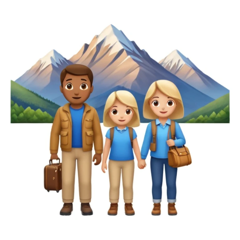 family photo, travelling mountains background sticker