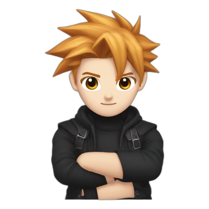 Cloud strife with ginger hair. Eyebrow piercing left eye. Black clothes sticker