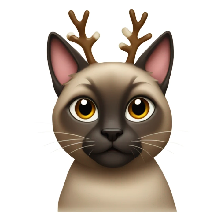 Dark Siamese cat with reindeer Christmas antlers sticker