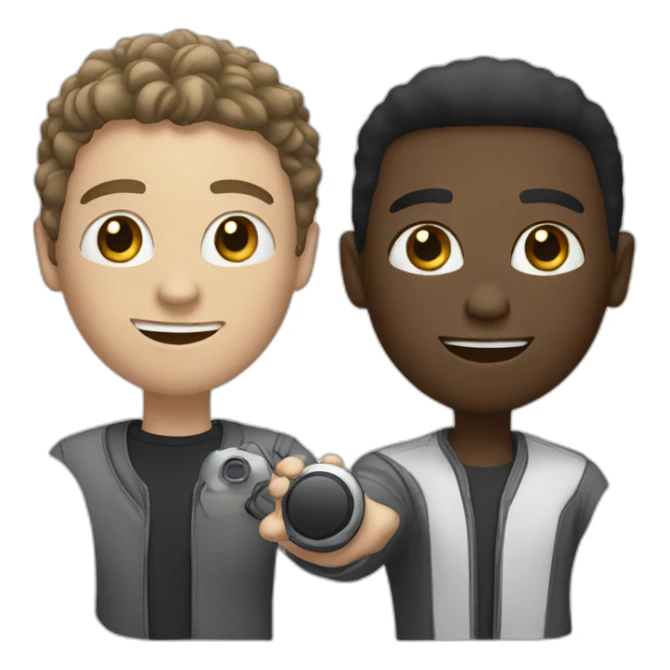 A black guy and a white guy giving hi-fi sticker