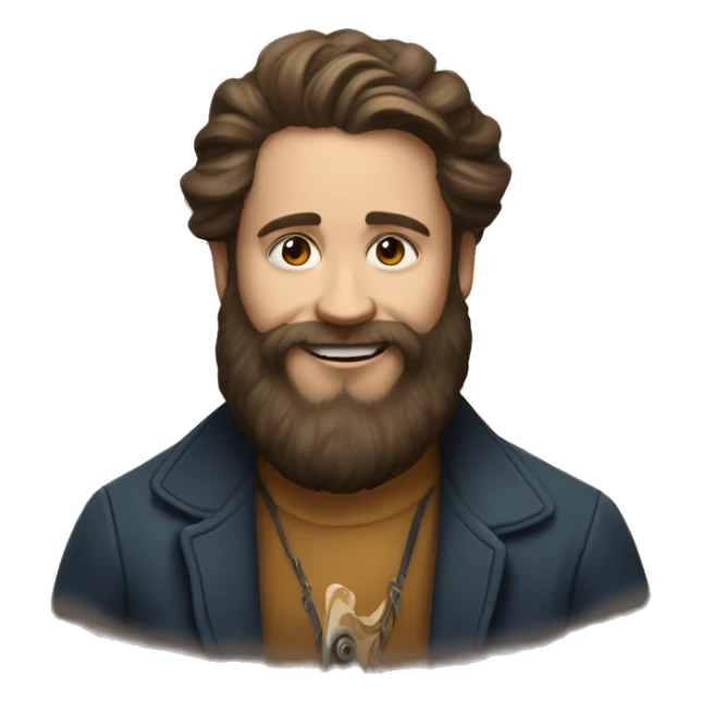 portrait of a bearded boy spinning music sticker