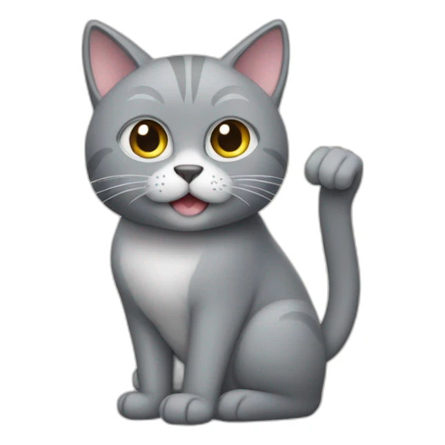 Grey cat who makes a finger of honor sticker