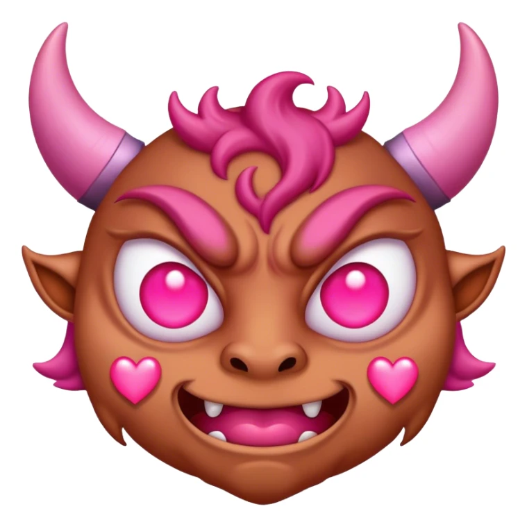 diablo con corazones en los ojo de color rosa  sticker