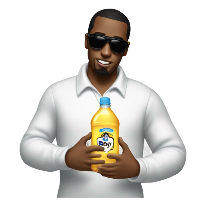 P Diddy holding a bottle that clearly says baby oil  sticker