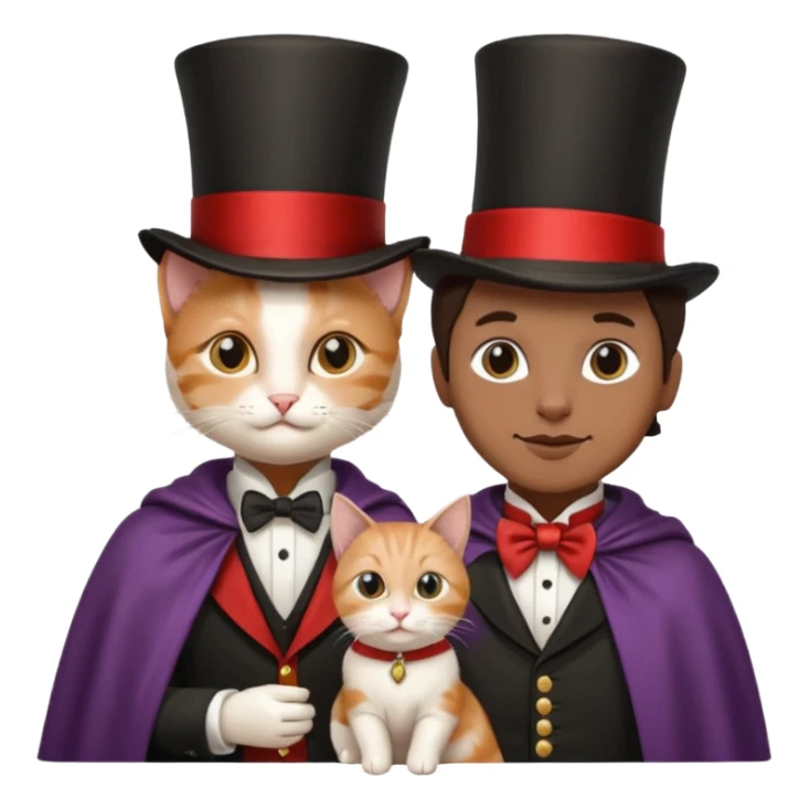 magician couple and their pet cat sticker