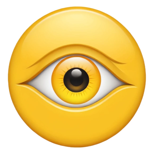 Yellow circle with an eye towards the middle left of the circle sticker