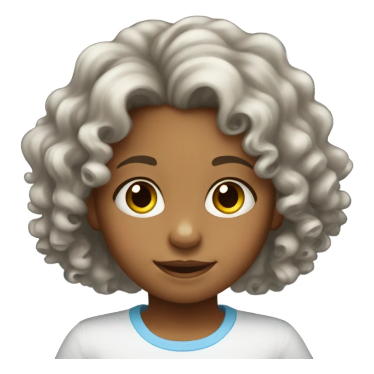 Little girl with curly hair playing sticker