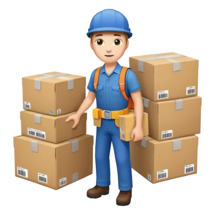 Apartment Mover, Fragile-Label Runner with tape belt. sticker