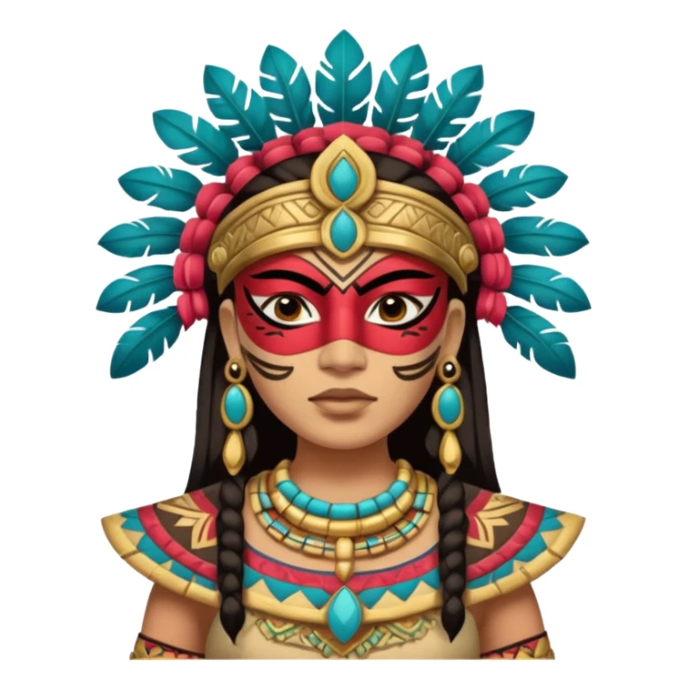 face full maya mask tradational mayan woman warrior half boudy  sticker