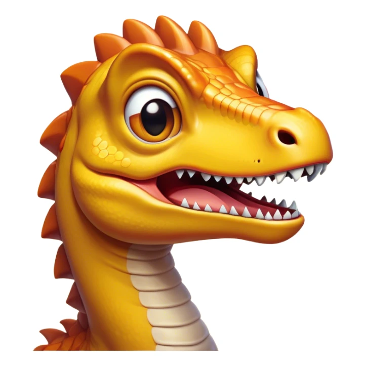 Cinematic Cute Velociraptor Portrait Emoji, Head tilted playfully with a mischievous grin, featuring a compact, agile form with bright, sparkling eyes and a slightly curved snout full of playful charm, Simplified yet irresistibly adorable features, highly detailed, glowing with a warm, inviting prehistoric glow, high shine, affectionate and lively, stylized with a touch of whimsical dinosaur mischief, soft glowing outline, capturing the essence of a mischievous yet endearing Velociraptor that seems as if it could dart out of the screen into your arms! sticker