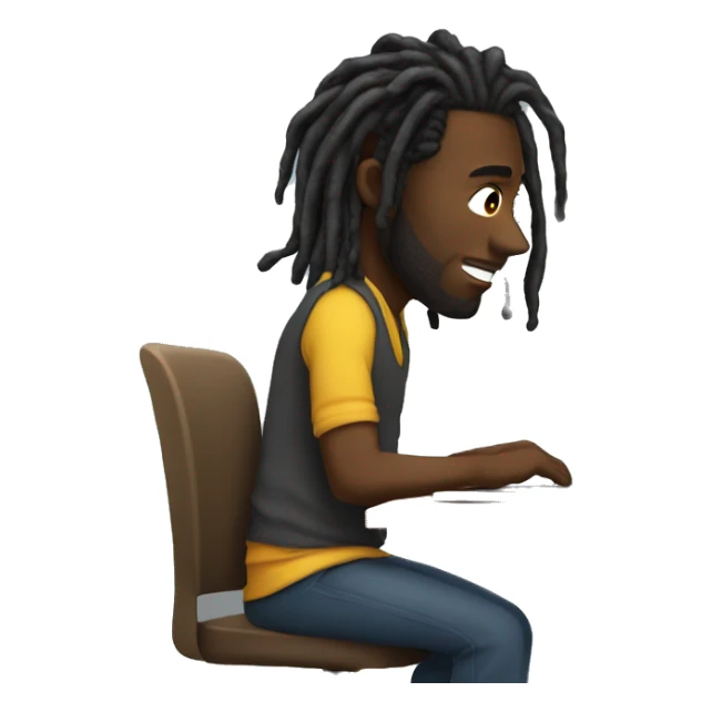 Black-guy-with-dreads-sitting-down-on-chair facing-foward-focused-on-laptop-computer- sticker