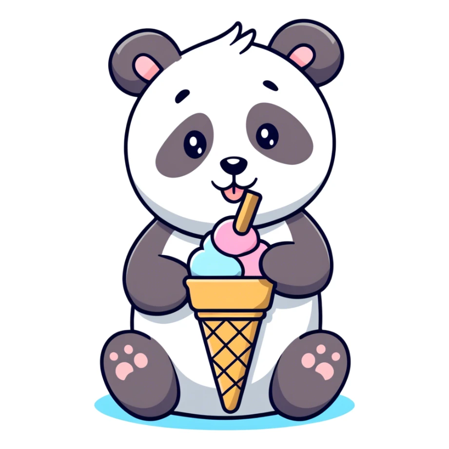 Panda eating ice cream sticker