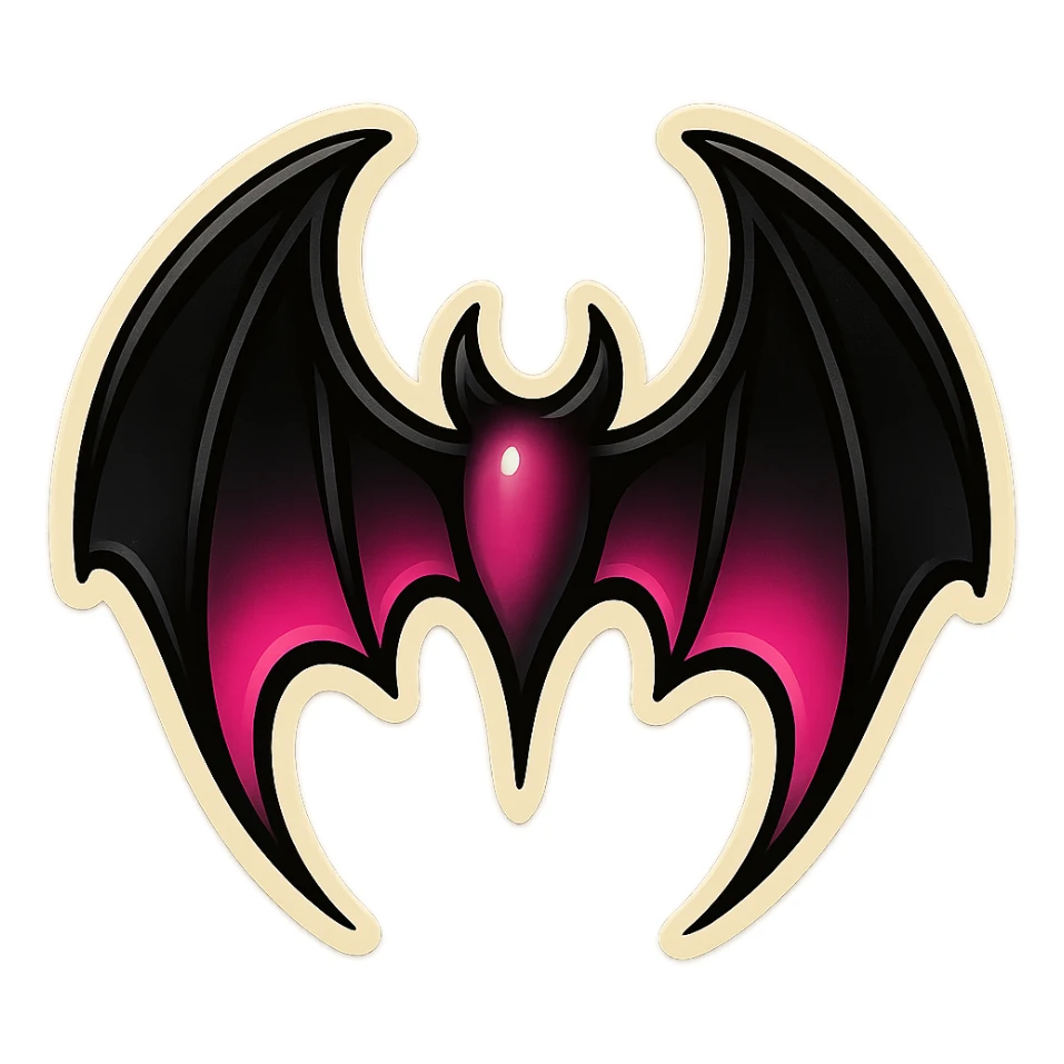 gothic bat wings, black and pink colors sticker