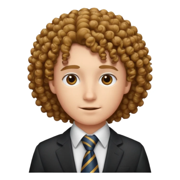 curly hair with tie sticker
