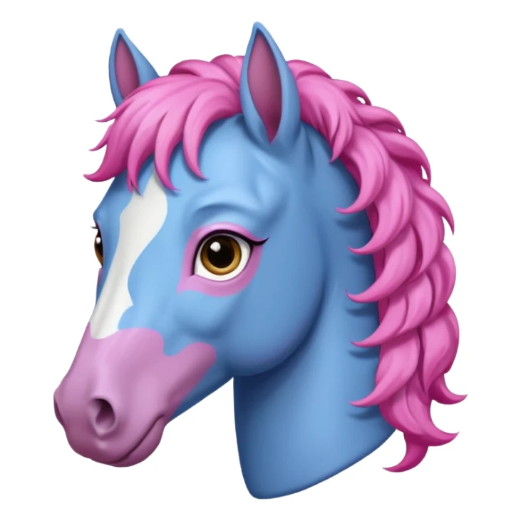  horse with curly and blue pink hair  sticker