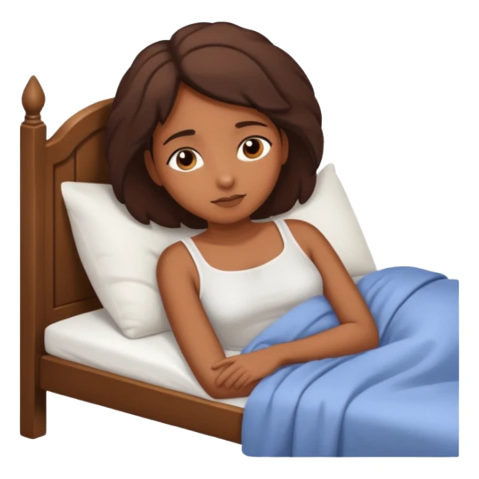 brown skin girl resting in bed sticker