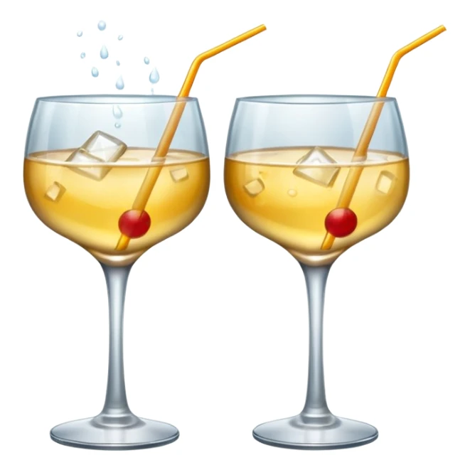 two cocktail cheers each other, without fruit, without tube sticker