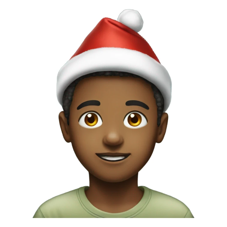 realistic portrait of a boy with Xmas hat on sticker