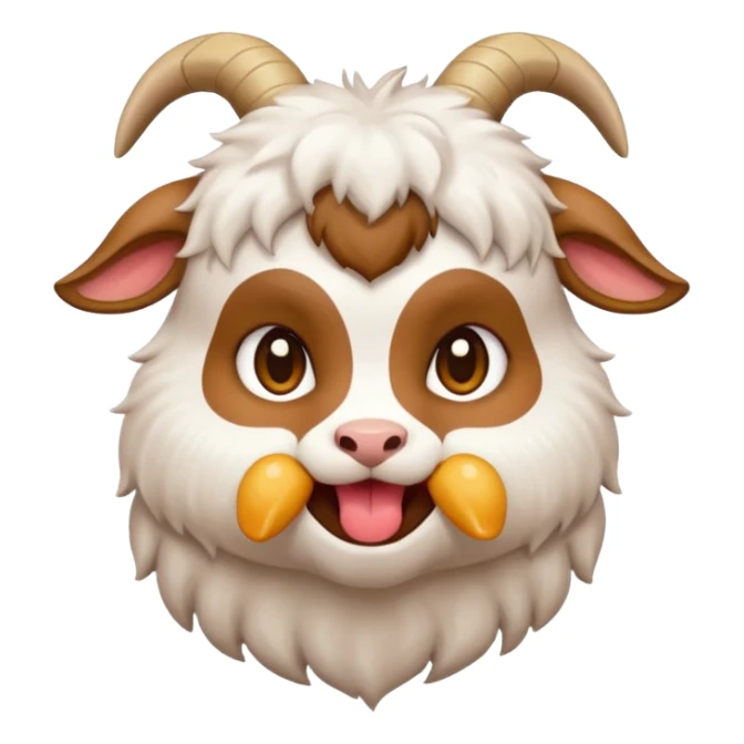 chibi goat emoji, eating meat, in a anime style sticker