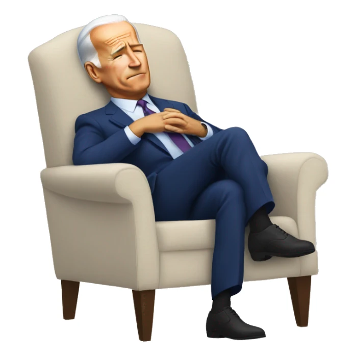 biden asleep in a chair sticker