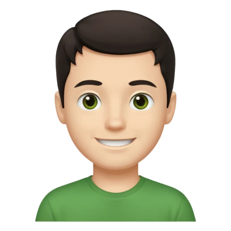 Um rapaz branco de olhos e cabelos escuros e camiseta verde sticker