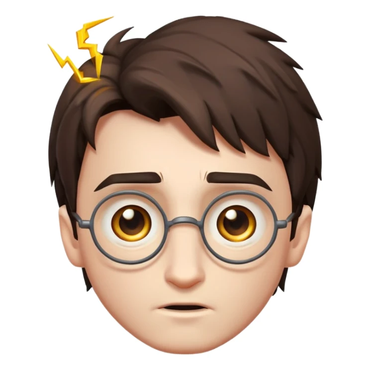 Harry Potter, in the middle of the forehead appear a Lightning-shaped scar  sticker