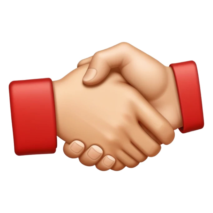 Handshake emoji but one hand is red and the other is brown sticker