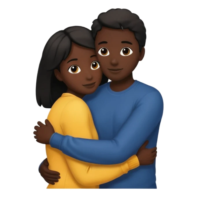 Two people hugging. They are facing each other. Silhouette only.  sticker