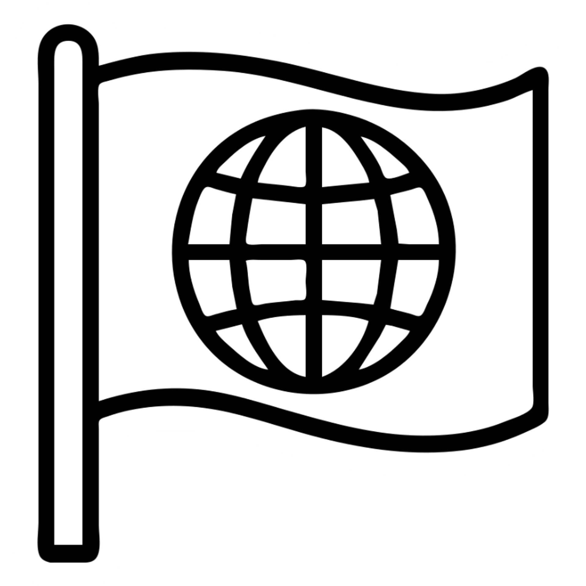 red flag featuring a flat illustration of the Earth, centered and clear sticker