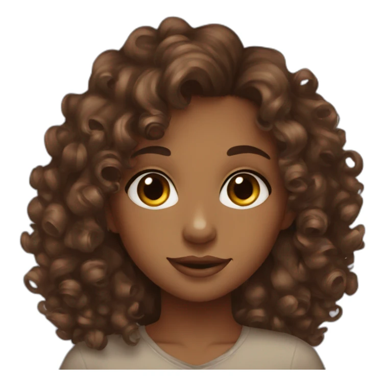 Brown girl curly hair brown eyes sticker