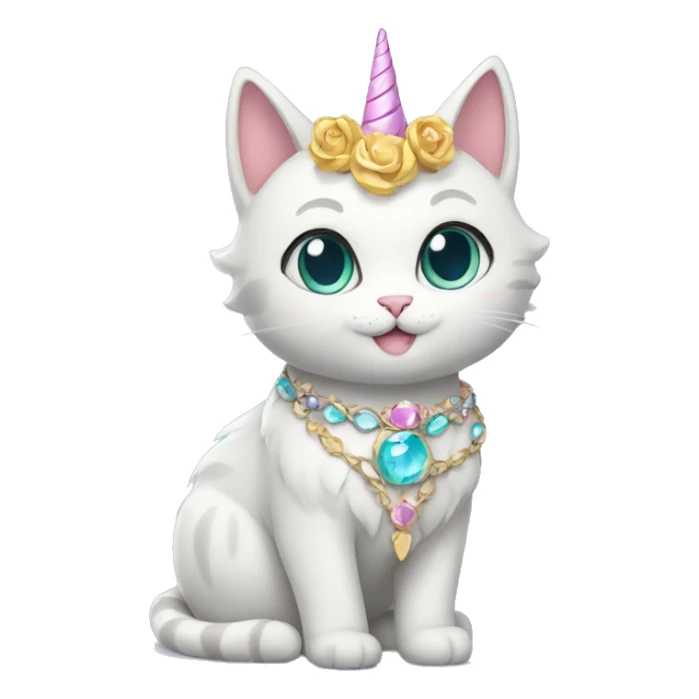 magical princess-cat with unicorn horn and necklace full body sticker