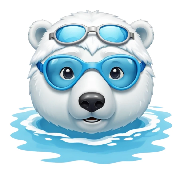 friendly anthropomorphised polar bear swimming in a pool wearing swimming goggles sticker