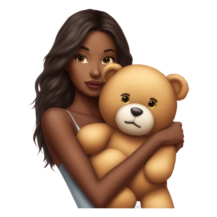 Photo Real Victoria secret model cuddling a teddy bear  sticker