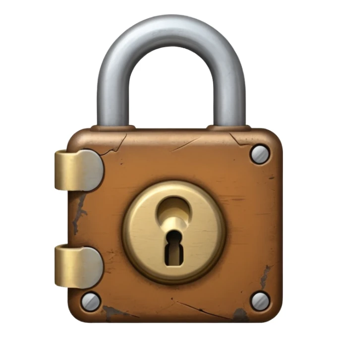 Lock with a brown with a heard white sticker