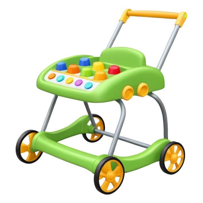green baby walker with toys on it sticker