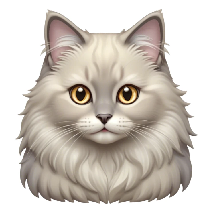Cinematic Adorable Fluffy Grey Ragdoll Cat Portrait Emoji, Head tilted cutely with big, sparkling eyes, soft grey fur with lighter tones around the face and paws, Simplified yet irresistibly adorable features, highly detailed, glowing with a soft, warm glow, high shine, affectionate and playful, stylized with a touch of whimsy, bright and endearing, soft glowing outline, capturing the essence of a curious and loving kitten, so cute it feels like it could leap out of the screen and snuggle up for a cuddle! sticker