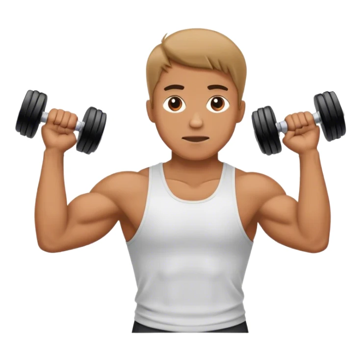 man shrugging shoulders up, and holding dumbbells by his body side sticker