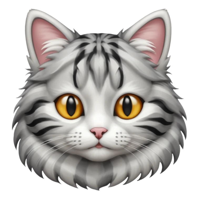 striped cat with hair in white and gray colors sticker
