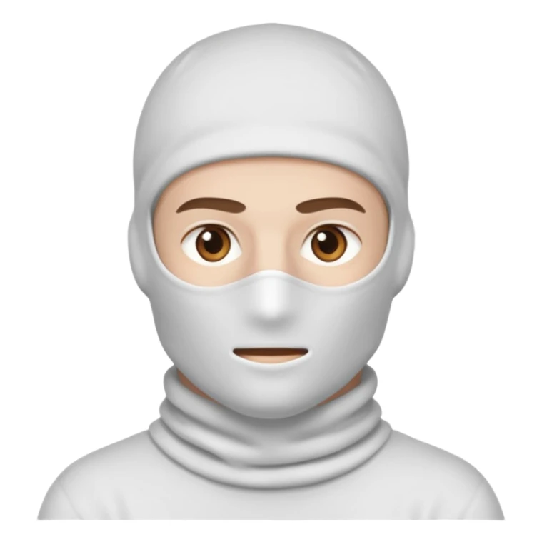 head of a white guy with brown eyes wearing a white balaclava sticker